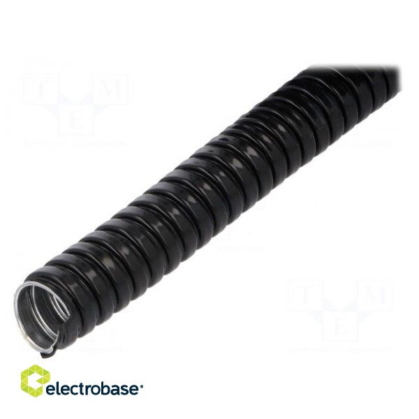 Protective tube | ØBraid : 21mm | galvanised steel | black | Len: 10m