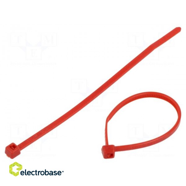 Cable tie | L: 100mm | W: 2.45mm | polyamide | 80N | red | Ømax: 22mm | T18R