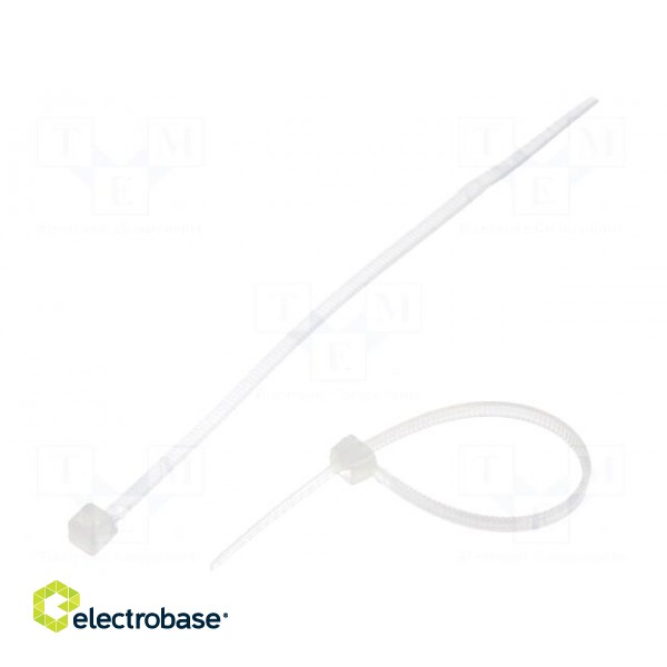 Cable tie | L: 100mm | W: 2.5mm | polyamide | 78.5N | natural | Ømax: 25mm