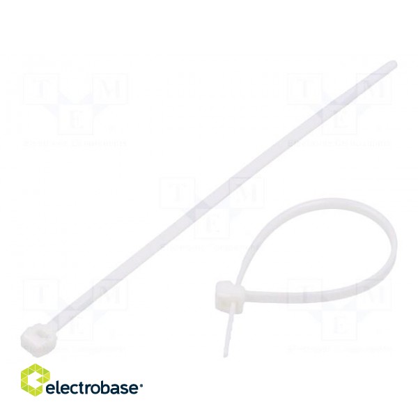 Cable tie | L: 100mm | W: 2.5mm | polyamide | 80N | white | Ømax: 20mm