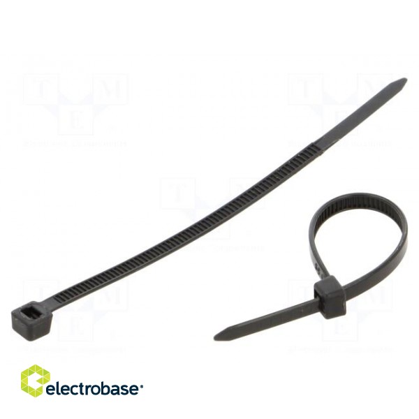Cable tie | L: 100mm | W: 3.6mm | polyamide | black | 100pcs | UL94V-2