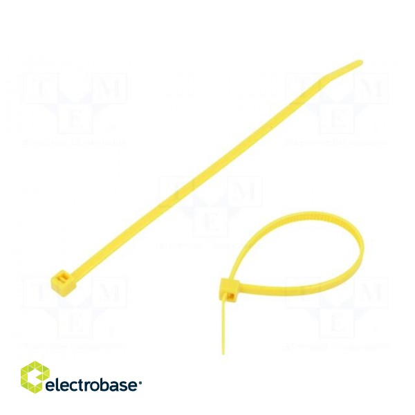 Cable tie | L: 150mm | W: 3.5mm | polyamide | 135N | yellow | Ømax: 35mm