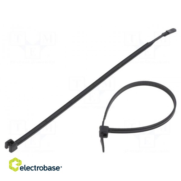 Cable tie | L: 160mm | W: 3.6mm | polyamide | 130N | black | Ømax: 38mm