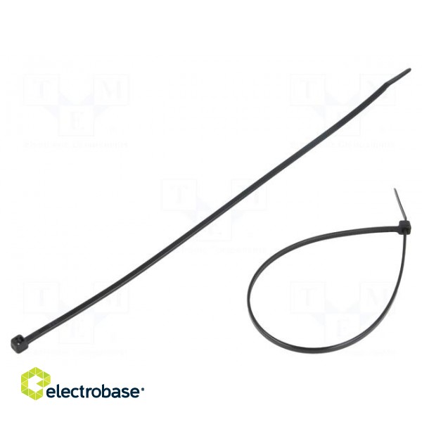 Cable tie | L: 200mm | W: 2.5mm | polyamide | 80N | black | Ømax: 50mm