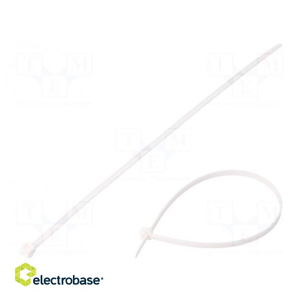 Cable tie | L: 200mm | W: 3.4mm | polyamide | 135N | white | Ømax: 50mm