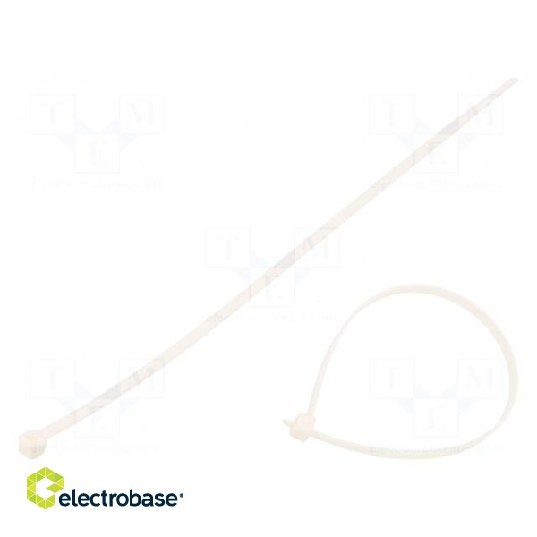 Cable tie | L: 200mm | W: 3.6mm | polyamide | 180N | white | Ømax: 52.5mm
