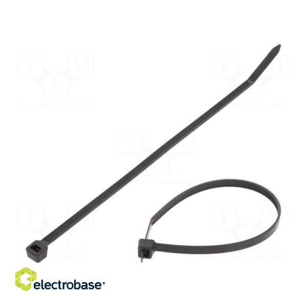 Cable tie | L: 200mm | W: 4.8mm | polyamide | 80N | black | Ømax: 50mm
