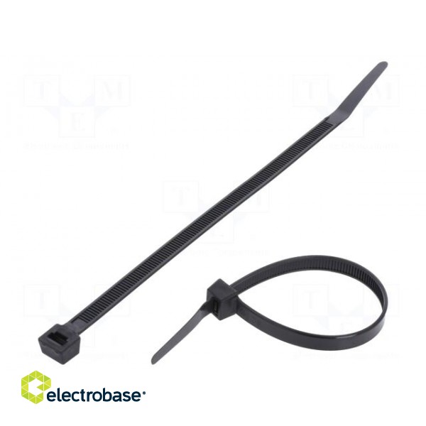 Cable tie | L: 200mm | W: 7.6mm | polyamide | 533N | black | Ømax: 50mm