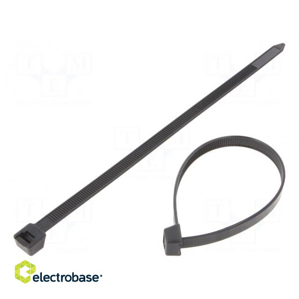 Cable tie | L: 200mm | W: 7.6mm | polyamide | 550N | black | Ømax: 51mm