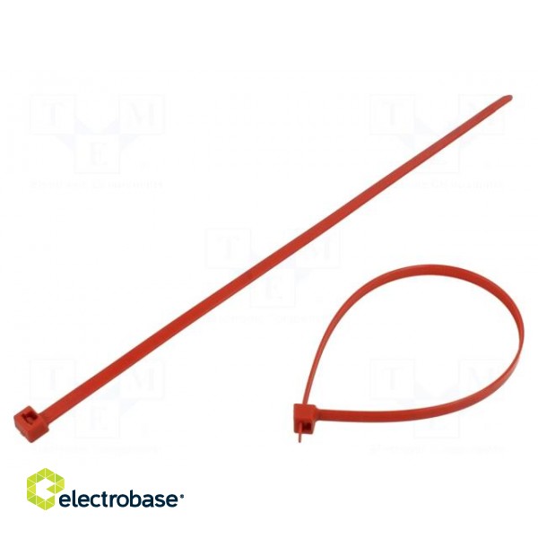 Cable tie | L: 365mm | W: 7.6mm | polyamide | 670N | red | Ømax: 100mm
