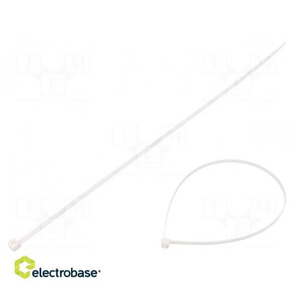 Cable tie | L: 380mm | W: 4.8mm | polyamide | 230N | white | Ømax: 106.7mm