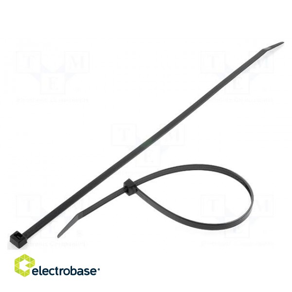 Cable tie | L: 390mm | W: 7.6mm | polyamide | 535N | black | Ømax: 100mm