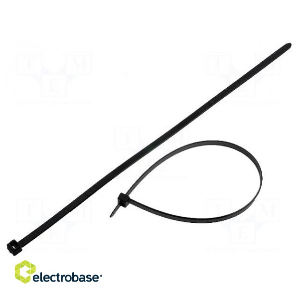 Cable tie | L: 390mm | W: 7.6mm | polyamide | 535N | black | Ømax: 100mm