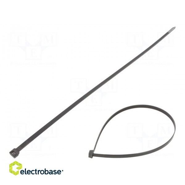 Cable tie | L: 450mm | W: 7.6mm | polyamide | 550N | black | Ømax: 130.5mm