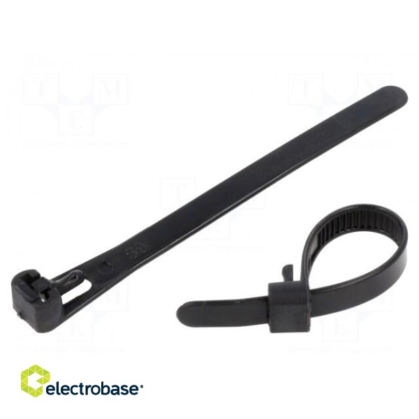 Cable tie | multi use | L: 100mm | W: 7.2mm | polyamide | black | 100pcs.
