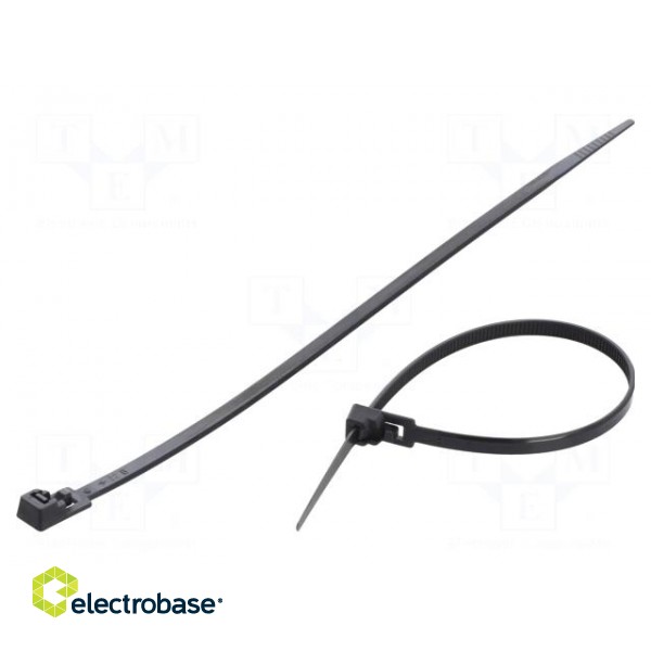Cable tie | multi use | L: 200mm | W: 4.8mm | polyamide | 222N | black