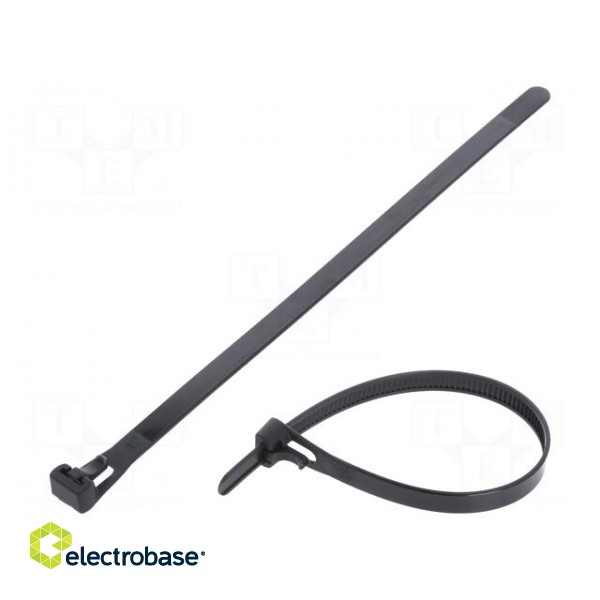 Cable tie | multi use | L: 200mm | W: 7.6mm | polyamide | 222N | black