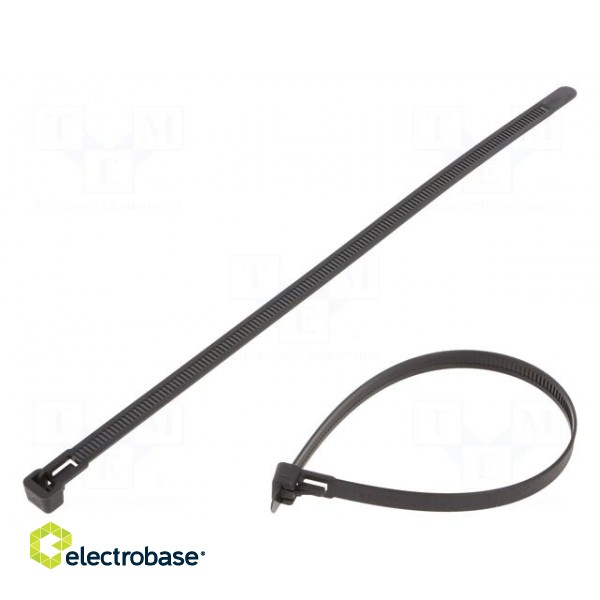 Cable tie | multi use | L: 250mm | W: 7.6mm | polyamide | 200N | black