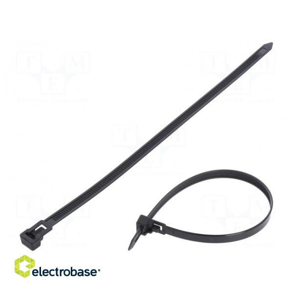 Cable tie | multi use | L: 250mm | W: 7.6mm | polyamide | 222N | black