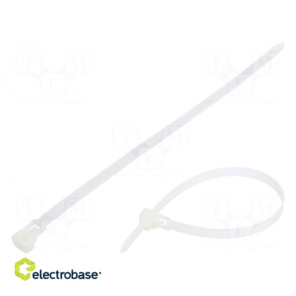 Cable tie | multi use | L: 250mm | W: 7.6mm | polyamide | 222N | natural