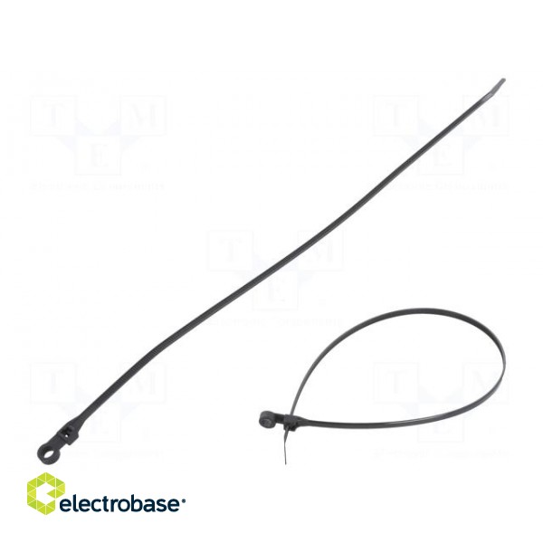 Cable tie | with a hole for screw mounting | L: 380mm | W: 4.8mm