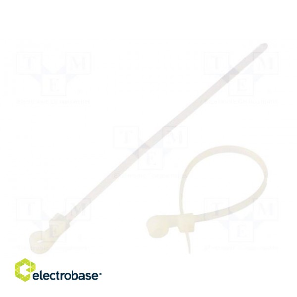 Cable tie | with fixing lugs | L: 110mm | W: 2.5mm | polyamide | 80N
