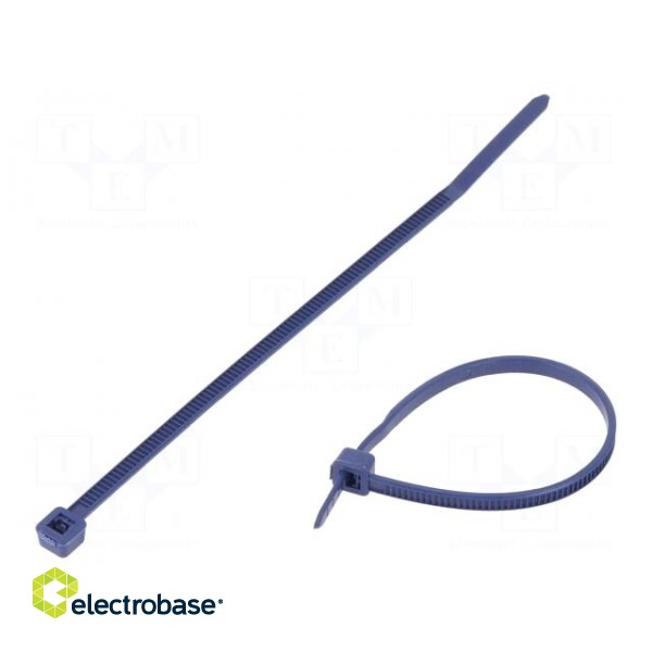 Cable tie | with metal | L: 100mm | W: 2.5mm | polyamide | 60N | blue