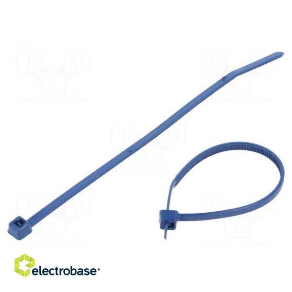 Cable tie | with metal | L: 100mm | W: 2.5mm | polyamide 66MP | 80N | blue