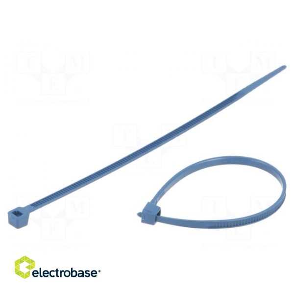 Cable tie | with metal | L: 100mm | W: 2.5mm | polyamide | 80N | blue