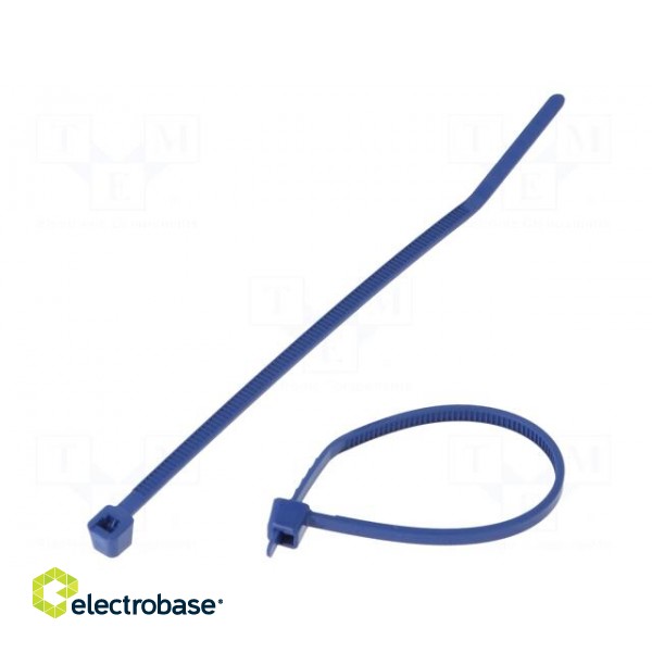 Cable tie | with metal | L: 100mm | W: 2.5mm | polypropylene | 67N | blue