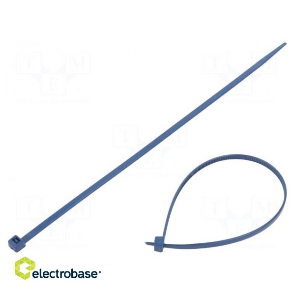 Cable tie | with metal | L: 200mm | W: 3.6mm | polyamide | 180N | blue