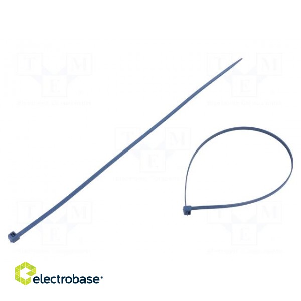 Cable tie | with metal | L: 380mm | W: 4.8mm | polyamide | 230N | blue
