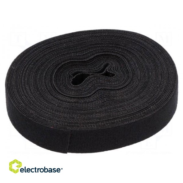 Velcro tie | L: 10m | W: 20mm | black | Package: reel