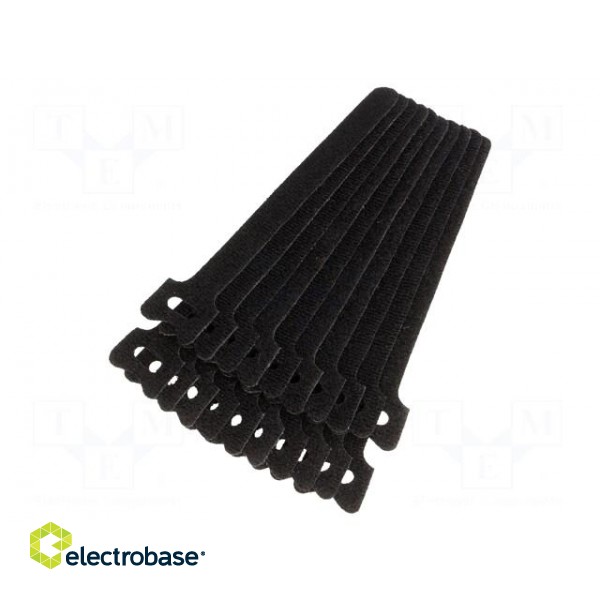 Velcro tie | L: 135mm | W: 12mm | black | 20pcs | Ømax: 33mm image 1