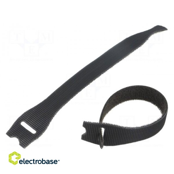 Hook and loop fastener | L: 150mm | W: 12.5mm | black | 10pcs | -40÷85°C