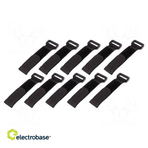 Velcro tie | L: 150mm | W: 20mm | polyamide | black | UL94V-2 | Pcs: 10