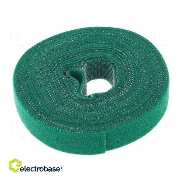 Velcro tie | L: 4m | W: 16mm | green | Package: reel