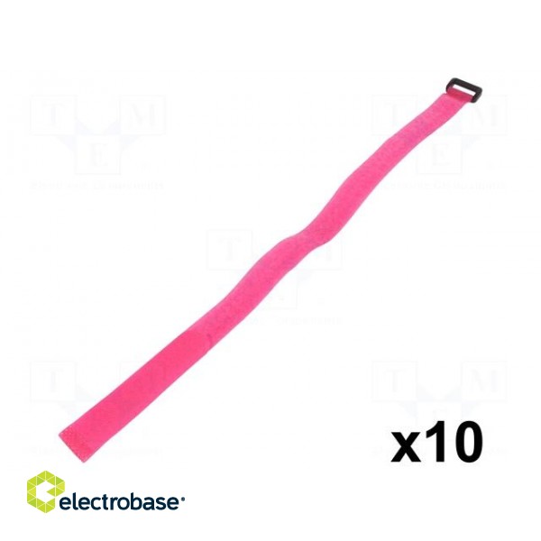 Velcro tie | L: 500mm | W: 20mm | polyamide | pink | UL94V-2 | Pcs: 10