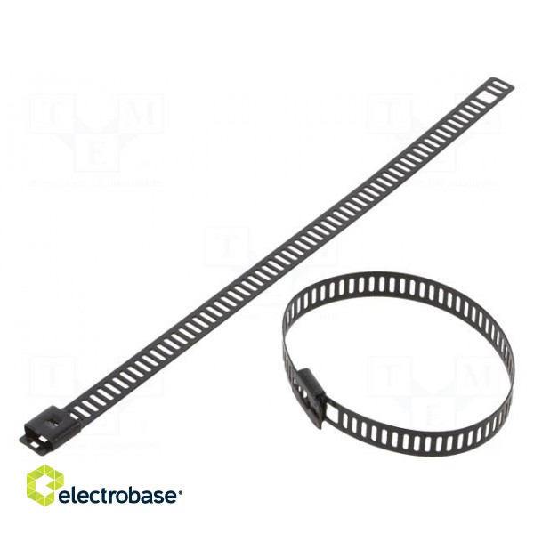 Cable tie | L: 150mm | W: 7mm | stainless steel AISI 304 | 445N | black