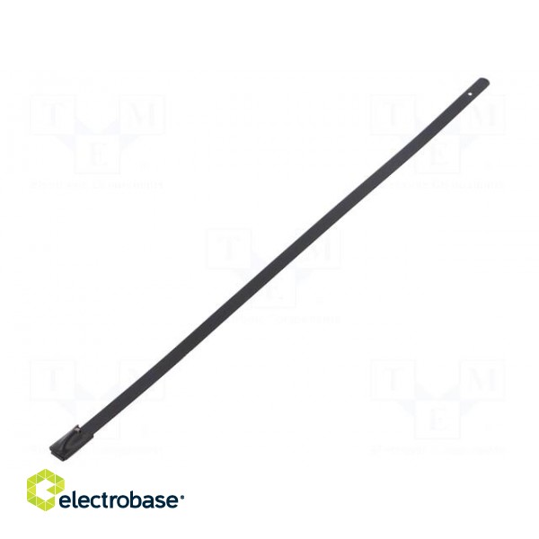 Cable tie | L: 200mm | W: 4.6mm | stainless steel | 445N | Colour: black