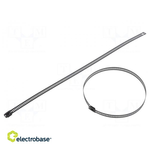 Cable tie | L: 300mm | W: 7mm | stainless steel AISI 304 | 445N | black