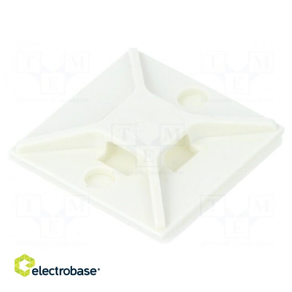 Screw down self-adhesive holder | ABS | white | Ht: 4.2mm | L: 25.4mm фото 1