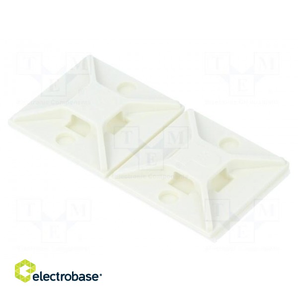 Screw down self-adhesive holder | ABS | white | Ht: 4.2mm | L: 25.4mm фото 2