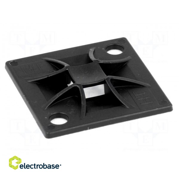 Screw down self-adhesive holder | polyamide | black | Ht: 4.5mm