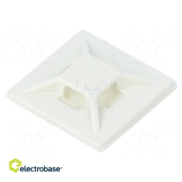 Holder | self-adhesive | ABS | white | Tie width: 2.5÷3.7mm | Ht: 4.6mm image 1