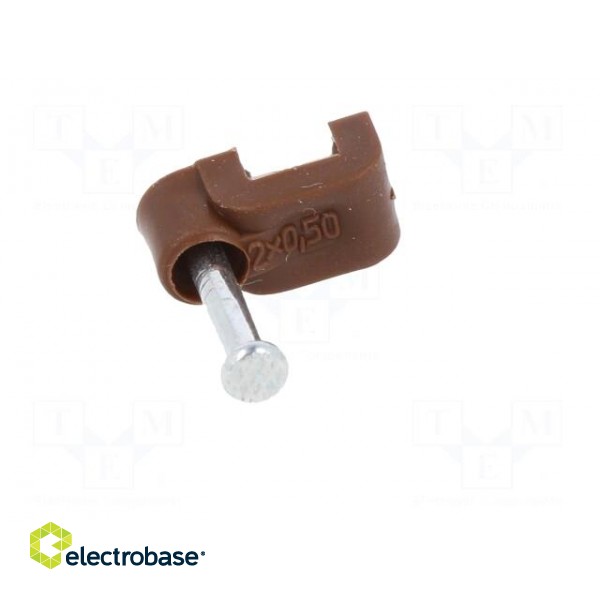 Holder | brown | for flat cable,OMYp 2x0,5 | 50pcs | with a nail фото 10