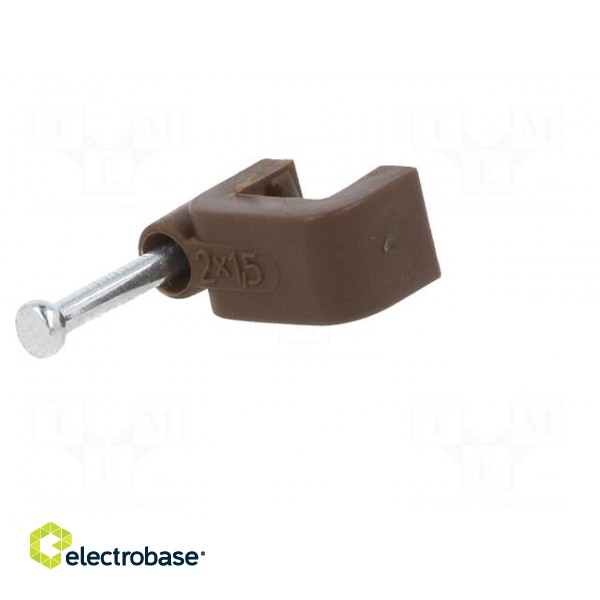 Holder | brown | for flat cable,YDYp 2x1,5 | 50pcs | with a nail paveikslėlis 2