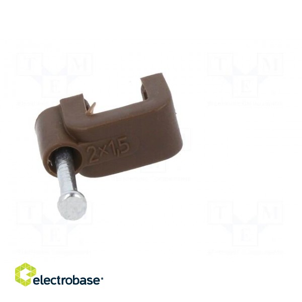 Holder | brown | for flat cable,YDYp 2x1,5 | 50pcs | with a nail paveikslėlis 9