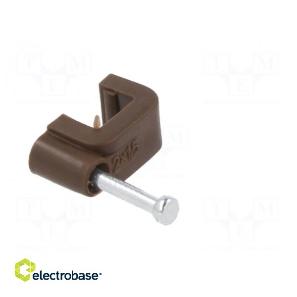 Holder | brown | for flat cable,YDYp 2x1,5 | 50pcs | with a nail paveikslėlis 8