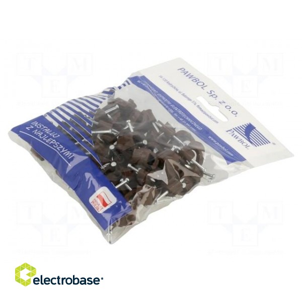 Holder | brown | for flat cable,YDYp 3x2,5 | 50pcs | with a nail фото 1